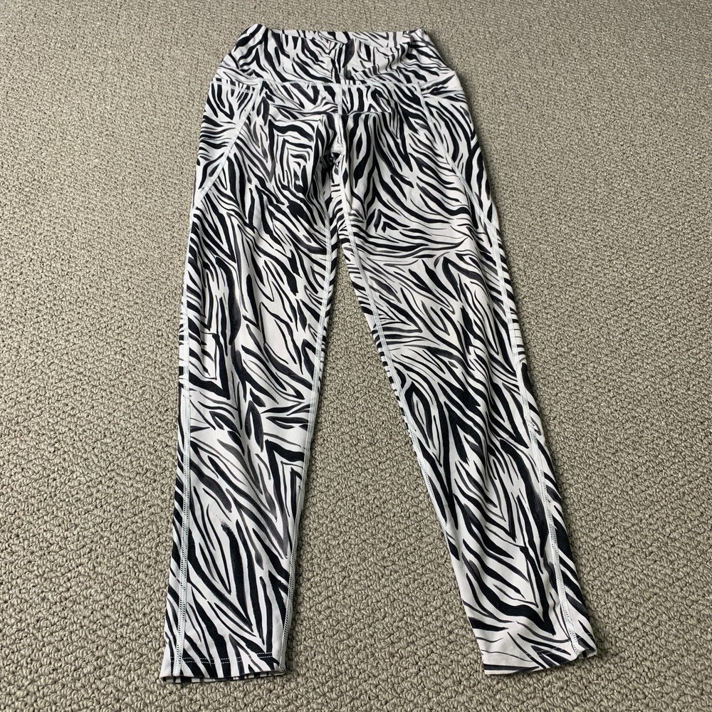 Sage Collective Womens Leggings Size Small Black White Zebra Full Length Pull On